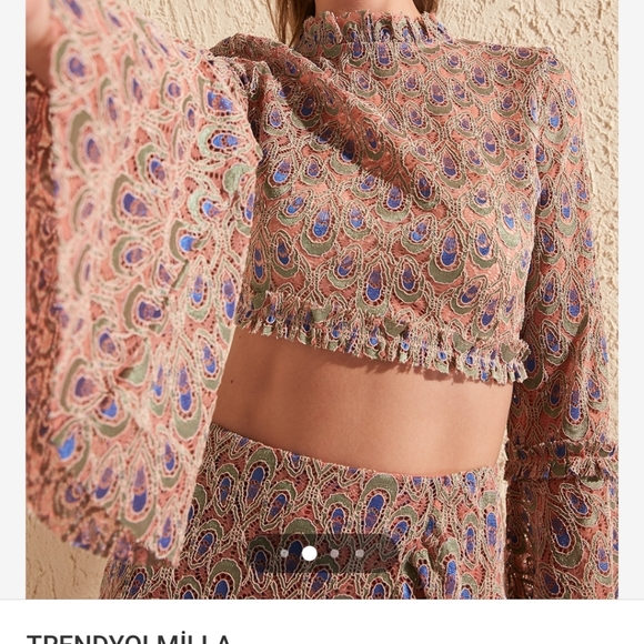🆕 Trendyol Multi color crop lace blouse - Picture 3 of 5